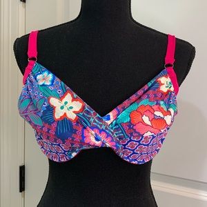 Swim Systems Underwire Floral Bikini Top Size 34D